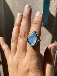 Carved Free-form Moonstone Ring—size 6