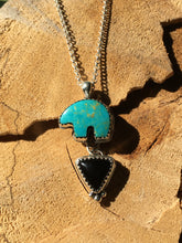 Load image into Gallery viewer, Osito Necklace #1 - Bright blue turquoise with black onyx
