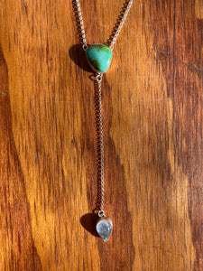 Sonoran Gold Turquoise with Moonstone Lariat