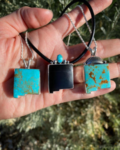 Gold Matrix Kingman Turquoise New Mexico Statement Necklace