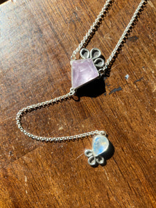 Amethyst Kite with Moonstone Lariat Necklace (A)