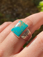 Load image into Gallery viewer, Royston Turquoise Sun Ray Ring — size 11 1/4