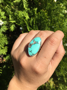 Natural Hubei chunky turquoise ring - size 8.5/9