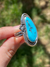 Load image into Gallery viewer, Sleeping Beauty Turquoise Ring with Scorpion—size 8.5
