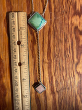 Load image into Gallery viewer, Hubei turquoise with Rose Quartz Lariat Necklace