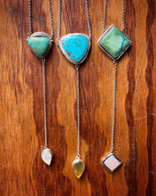 Load image into Gallery viewer, King&#39;s Manassa Turquoise with Moonstone Lariat Necklace