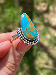 Kingman Turquoise with Gold Matrix Ring - size 6.5