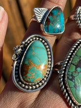 Load image into Gallery viewer, Minty Green Royston Turquoise Ring with Scorpion Detail—size 7.5