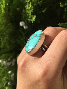 Natural Hubei chunky turquoise ring - size 8.5/9