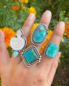 Old Stock Kingman Turquoise Scorpion Ring — size 6 3/4