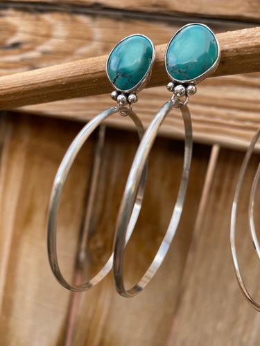 Glowy Hubei Turquoise Post Hoops
