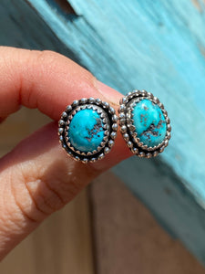 Old Stock Kingman Turquoise Stud Earrings