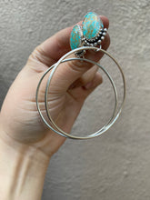Load image into Gallery viewer, Gold Matrix Kingman Turquoise Beaded Post Hoops