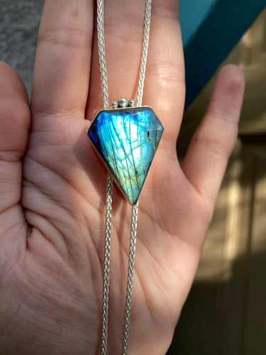 Labradorite Chain Bolo Necklace