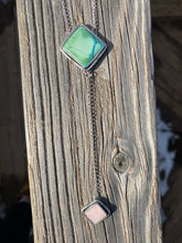 Load image into Gallery viewer, Hubei turquoise with Rose Quartz Lariat Necklace