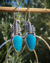 Load image into Gallery viewer, Campitos Turquoise Scorpion Swing Hoops