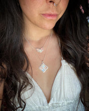 Load image into Gallery viewer, Rose Quartz and Moonstone Cluster Necklace + Triangle Studs Set