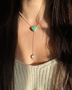 King's Manassa Turquoise with Moonstone Lariat Necklace