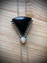 Load image into Gallery viewer, Black Onyx with Ethiopian Opal Accent Chain Bolo Necklace