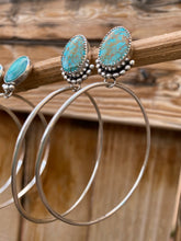 Load image into Gallery viewer, Gold Matrix Kingman Turquoise Beaded Post Hoops