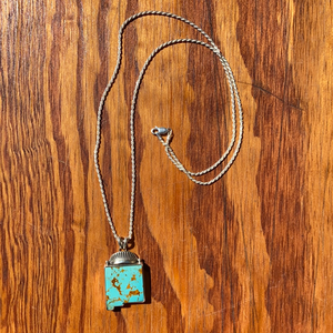 Gold Matrix Kingman Turquoise New Mexico Statement Necklace
