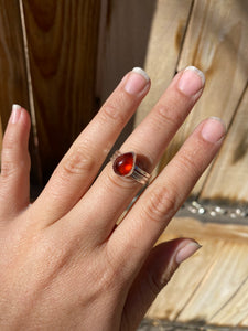 Red garnet stacker ring set - size 8
