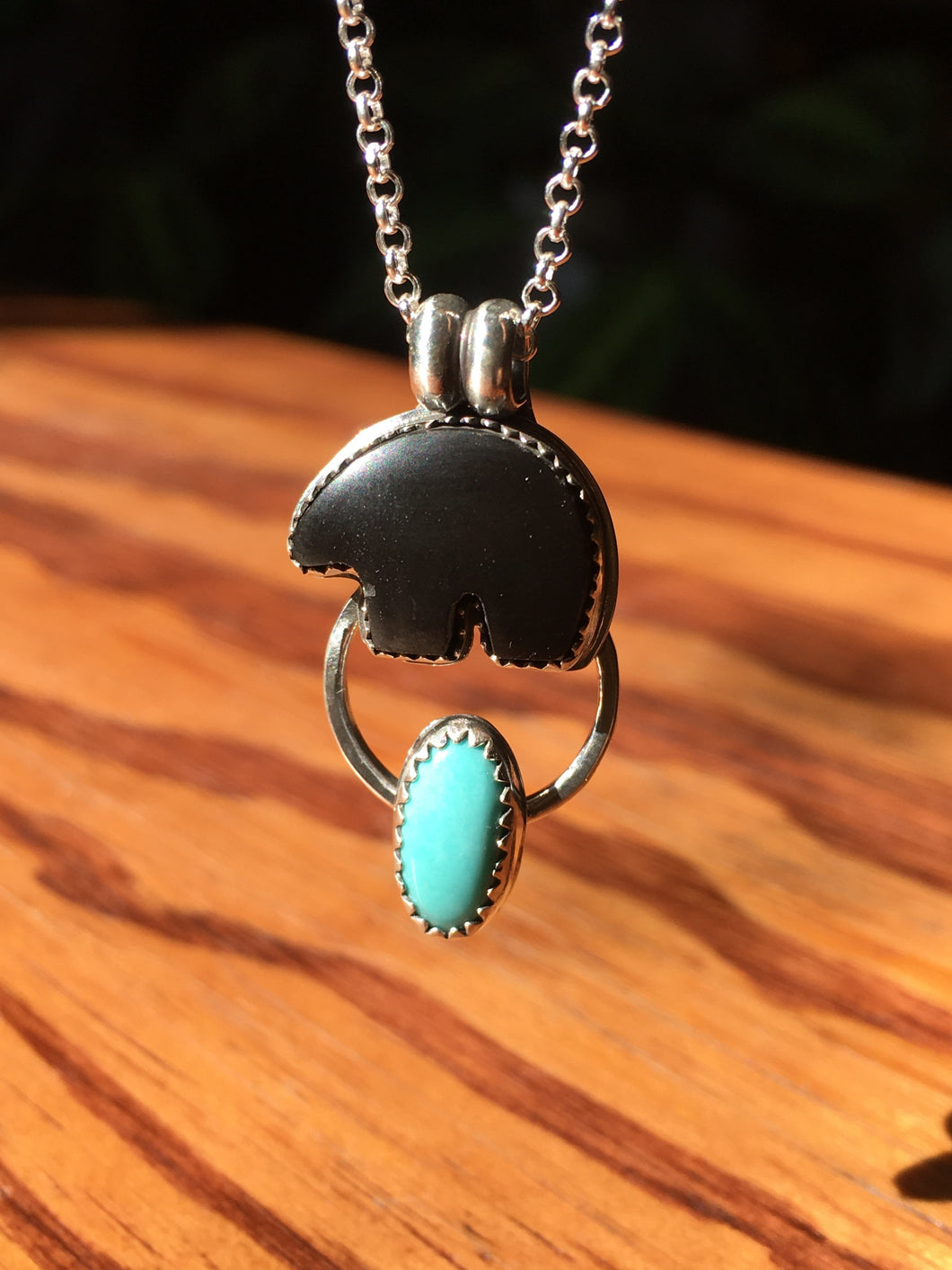 Osito Necklace #3 - Black onyx with Campitos turquoise