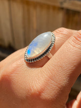 Load image into Gallery viewer, Beaded Moonstone Marquis Ring—size 10.5