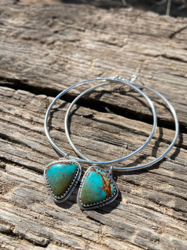 Polychrome Kingman Turquoise Dangle Hoops
