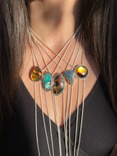 Load image into Gallery viewer, Agatized Petrified Wood Chain Bolo Necklace