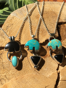 Osito Necklace #3 - Black onyx with Campitos turquoise