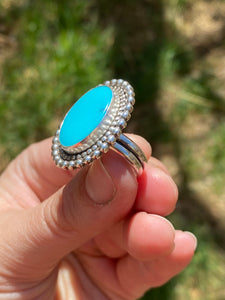 Sleeping Beauty Turquoise Double Beaded Ring—size 7
