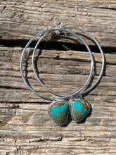 Load image into Gallery viewer, Polychrome Kingman Turquoise Dangle Hoops
