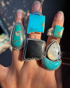 Bright Blue Kingman New Mexico Statement Ring — size 8