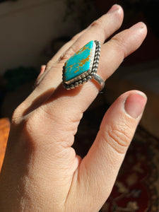 Kingman Turquoise Beaded Kite Ring—size 7.5