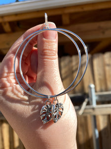 Hammered Monstera Hoops - Pair B