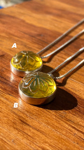 Carved Mexican Amber Gumdrop - Necklace A