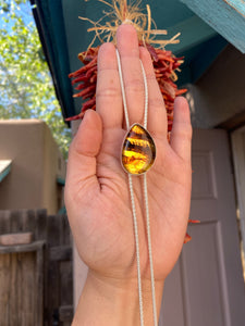 Free-form Mexican Amber Chain Bolo Necklace