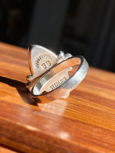 Rose Quartz Marquis Ring with Accent Balls—size 8