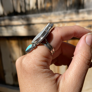 Carved Mother of Pearl Snake Statement Ring — size 7.5