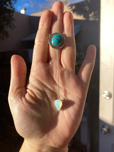 High Grade Royston Turquoise with Opal Lariat Necklace