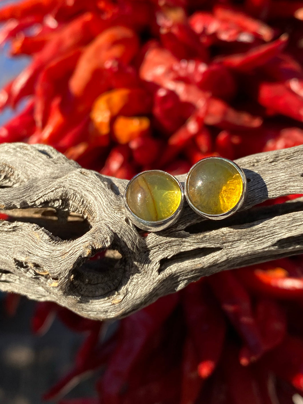 Mexican amber stud earrings