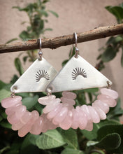 Load image into Gallery viewer, Rose quartz half sun earrings (custom listing)