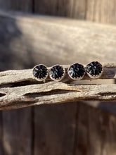 Load image into Gallery viewer, Carved black onyx flower studs