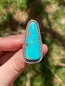 Bright Blue Kingman Turquoise Talon Ring—size 8