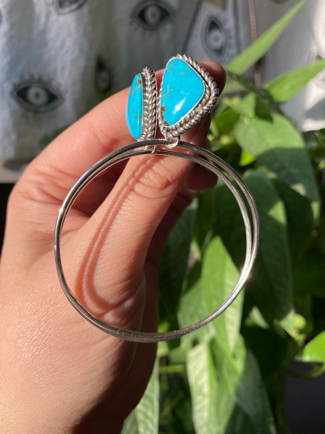 Nacozari Turquoise Triangle Post Hoops