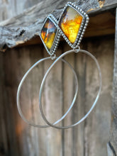 Load image into Gallery viewer, Mexican amber diamond post hoops