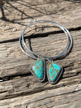 Load image into Gallery viewer, Kingman Turquoise with Twist Wire Dangle Hoops