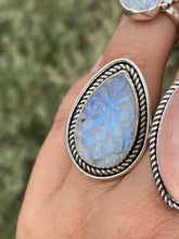 Load image into Gallery viewer, Carved Moonstone Almond Ring—size 7