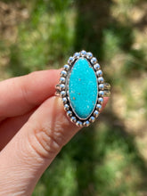 Load image into Gallery viewer, Whitewater Turquoise Marquis Ring—size 9